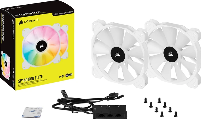 Corsair SP Series iCUE SP140 RGB Elite Dual Fan Kit, weiß, LED-Steuerung, 140mm, 2er-Pack