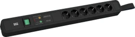 Bachmann Primo 2, 6-fach, mit Schlaufe, Überspannungsschutz, Netzfilter, Schalter, 2m, schwarz