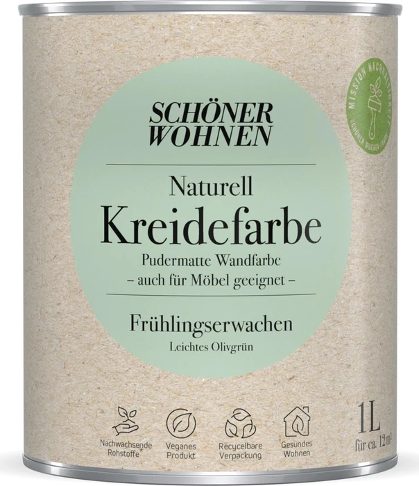 Schöner Wohnen Naturell Kreidefarbe innen frühlingserwachen leichtes olivgrün, 1l