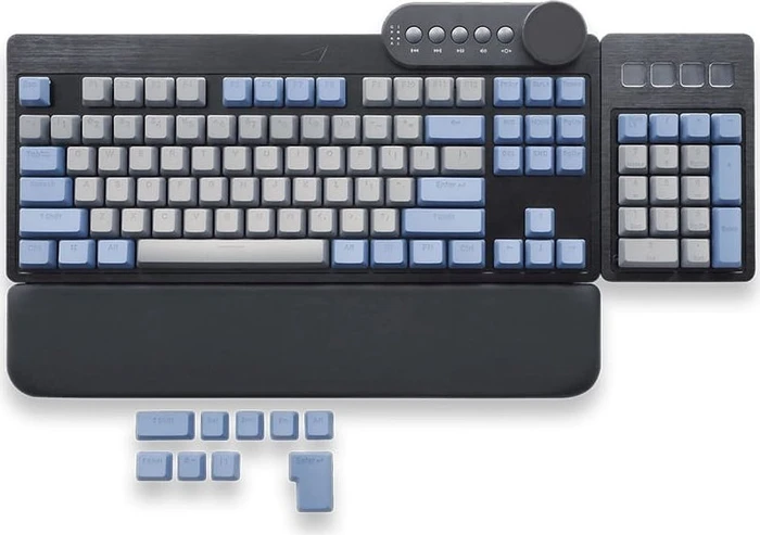 Mountain Mineral Keycap Set, Kunststoff (PBT) Double-Shot, grau/blau, 113 Tasten (104+9), ANSI-US