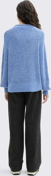Tom Tailor Strickpullover mit leichten Ballonärmeln Strickpullover sicilian blue melange (Damen)