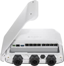 MikroTik RouterBOARD RB5009 Outdoor Polemount Gigabit Router, 8x RJ-45, 1x SFP+, 130W PoE+ PD / PoE+ (RB5009UPr+S+OUT)