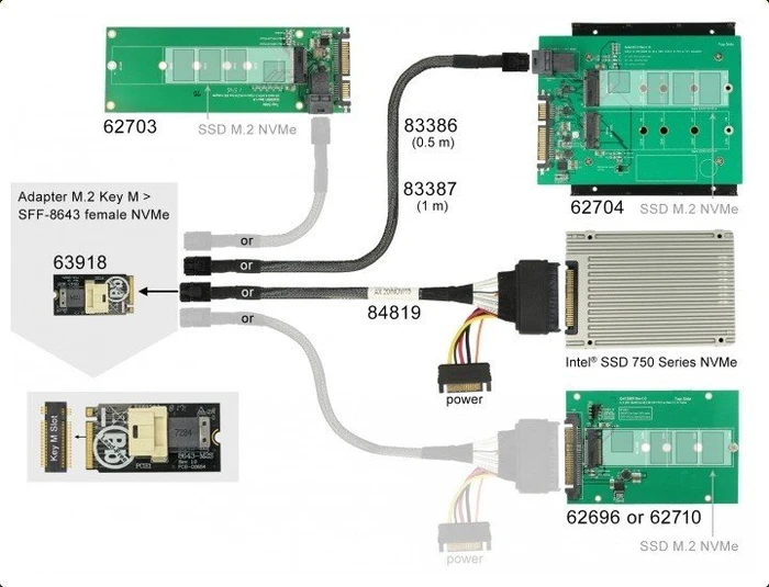 DeLOCK M.2 PCIe -> U.2 miniSAS HD
