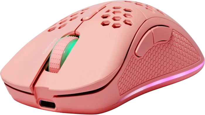 Deltaco PM80 Wireless Lightweight Gaming Mouse pink, USB/Bluetooth
