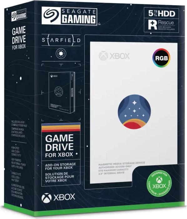 Seagate Game Drive for Xbox - Starfield Special Edition, 5TB, +Rescue, USB 3.0 Micro-B