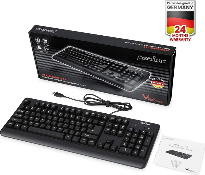 Perixx Periboard-517, schwarz, USB, UK