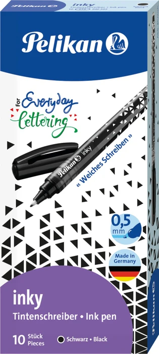 Pelikan inky Tintenroller (Mine) schwarz, Rechtshänder, Faltschachtel