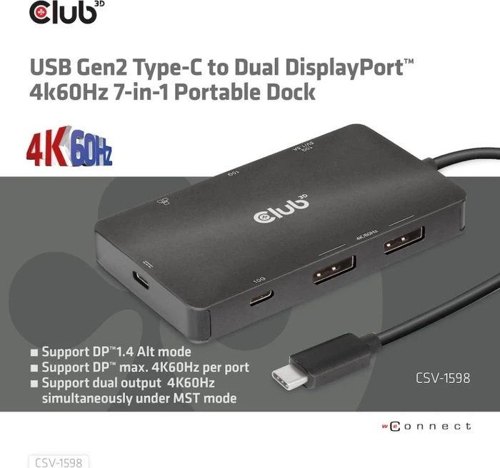 Club 3D 7in1 Portable Dock, USB-C 3.1 [Stecker]