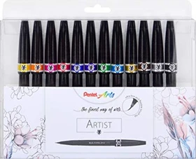 Pentel Brush Sign Pen Artist SESF30C sortiert, 12er-Set, Etui