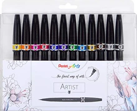 Pentel Brush Sign Pen Artist SESF30C sortiert, 12er-Set, Etui