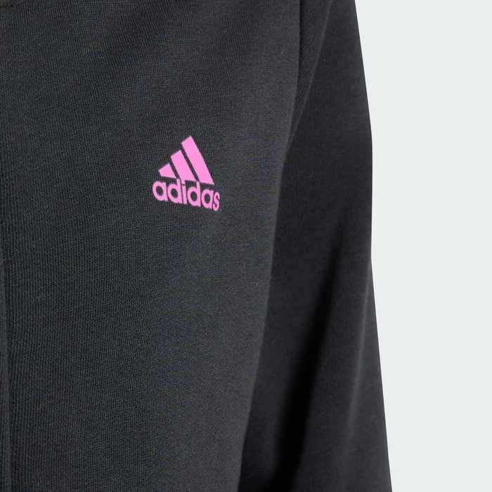 adidas Essentials Linear Logo Kapuze Hoodie black/semi lucid fuchsia (Junior)