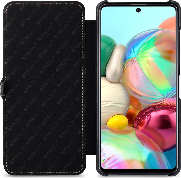 Stilgut Book Type Leather Case Clip für Samsung Galaxy A71 schwarz