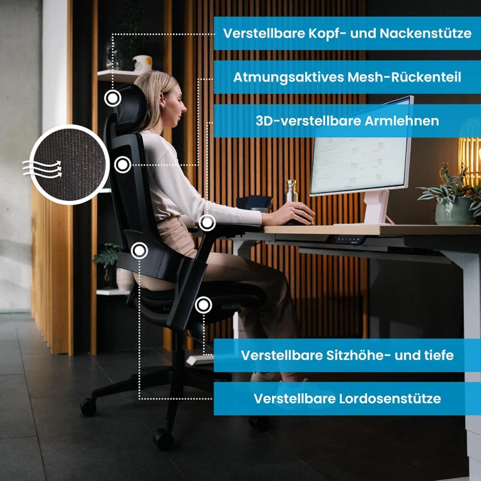 Ergotopia NextBack Bürostuhl, schwarz