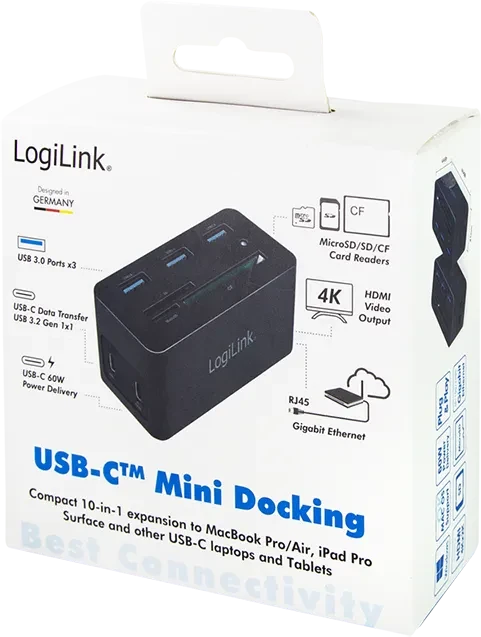 LogiLink USB 3.2 Gen 1 Mini-Dockingstation 10-Port, USB-C 3.0 [Stecker]