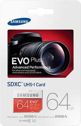 Samsung EVO+ R80/W20 64GB, UHS-I, Class 10