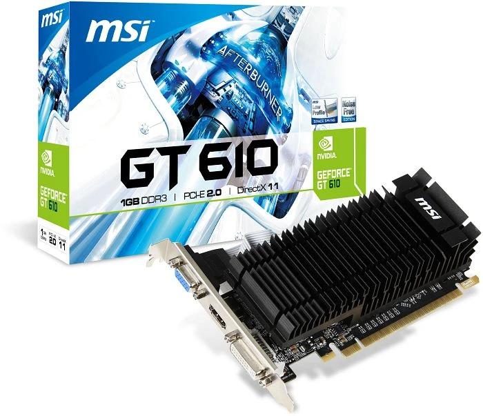MSI GeForce GT 610 (500MHz), N610-1GD3H/LPV1, 1GB DDR3, VGA, DVI, HDMI