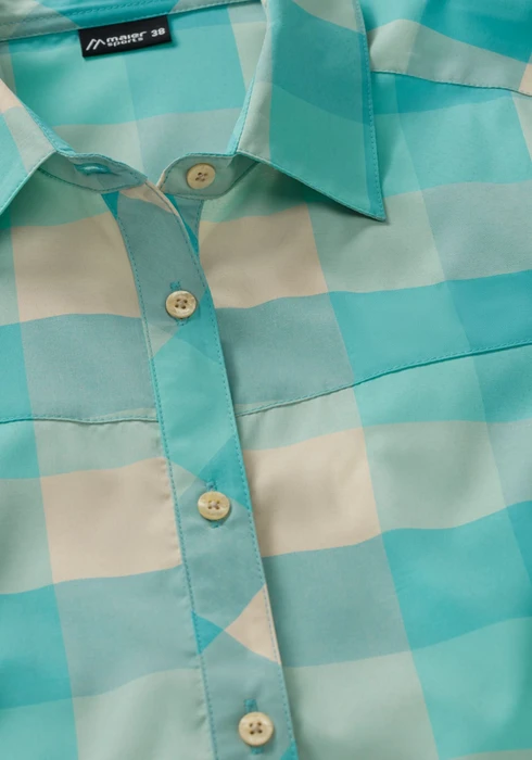 Maier Sports Kendra Hemd langarm turquoise check (Damen)
