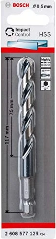 Bosch Professional HSS Impact Control Spiralbohrer, 8.5x75x117mm, 1 Stück