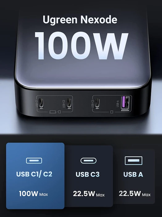Ugreen Nexode 100W Desktop Charger schwarz/silber