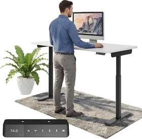 Ergotopia Desktopia One elektrisch höhenverstellbarer Sitz-Steh-Schreibtisch 120x65cm weiß/schwarz