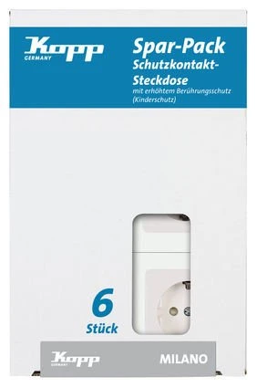 Kopp Milano Profi-Pack: 6 Steckdose, weiß