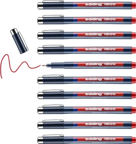 edding 1800 0.7mm rot, 10er-Pack