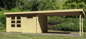 Karibu Bastrup 8 Gartenhaus inkl. Anbau 4m natur
