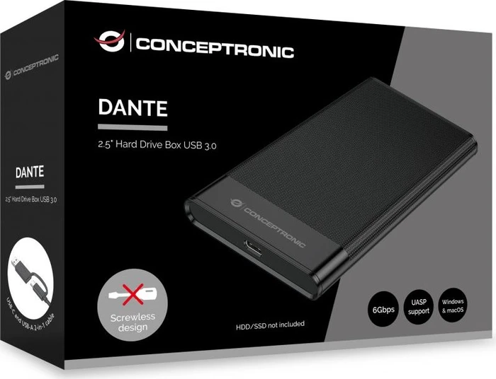 Conceptronic Festplattenbox, 2.5", USB-C 3.1