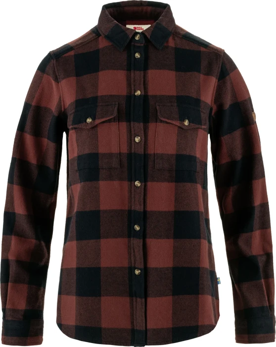 Fjällräven Övik Heavy Flannel Hemd langarm dark navy/maroon (Damen)