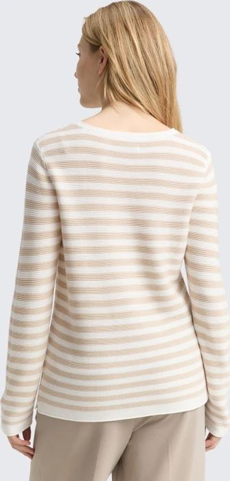 Tom Tailor Rundhalsausschnitt Strickpullover sand stone offwhite stripe (Damen)