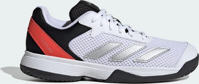 adidas Courtflash cloud white/silver metallic/bright red (Junior)