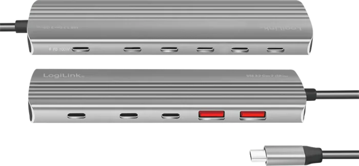 LogiLink Ultra-Slim USB-Hub, 8x USB-C 3.1/2x USB-A 3.1, USB-C 3.1 [Stecker]