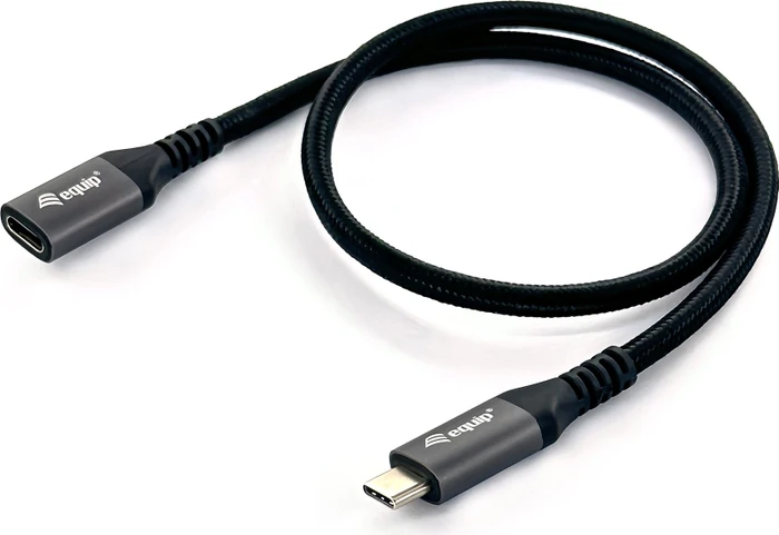 Equip USB-C Verlängerung, USB 3.1, 10Gb/s, USB-C 3.1 [Stecker] auf USB-C 3.1 [Buchse], Verlängerungskabel C/C, 0.5m, schwarz