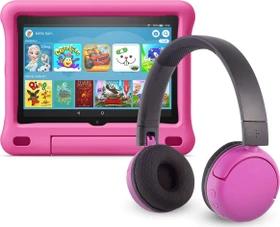 Amazon Fire HD 8 KFONWI 2020, ohne Werbung, pink, 32GB, inkl. BuddyPhones PopTime Headset, Kids Edition
