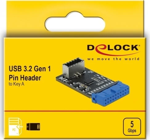 DeLOCK USB 3.0 19-Pin auf USB 3.1 20-Pin Key-A Pfostenstecker intern