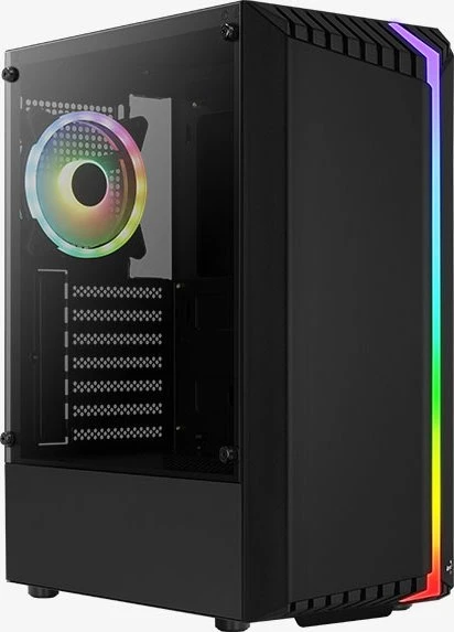 AeroCool Bionic V2, schwarz, Lüfter LED RGB, Glasfenster