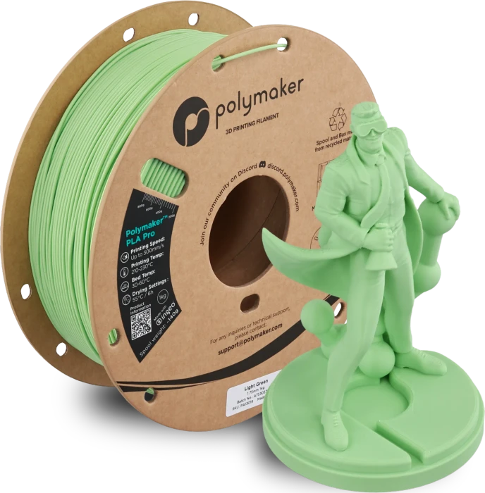 Polymaker PLA, Light Green, Spule, 1.75mm, 1.00kg