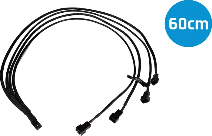 Alphacool 3-Pin auf 4x 3-Pin Verteiler, sleeved, 60cm, schwarz