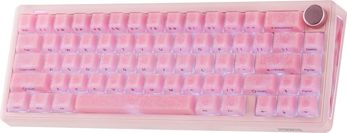 Epomaker TH65 Wireless, Pink, rosa, LEDs RGB, hot-swap, Epomaker Clear, USB/Bluetooth, US