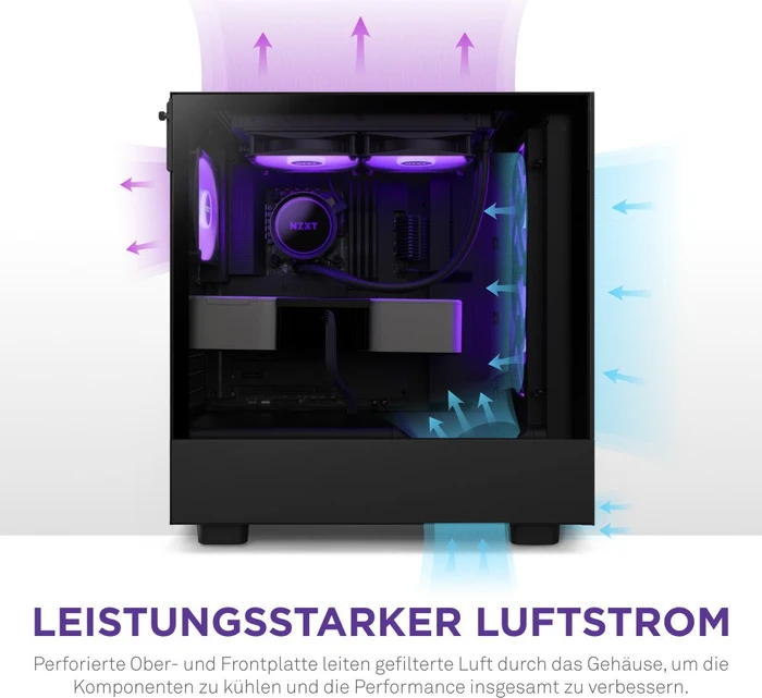 NZXT H5 Flow RGB, schwarz, Glasfenster