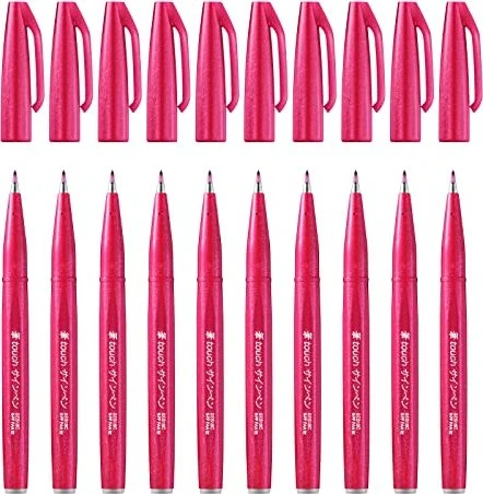 Pentel Brush Sign Pen SES15C burgunderrot, 10er-Pack