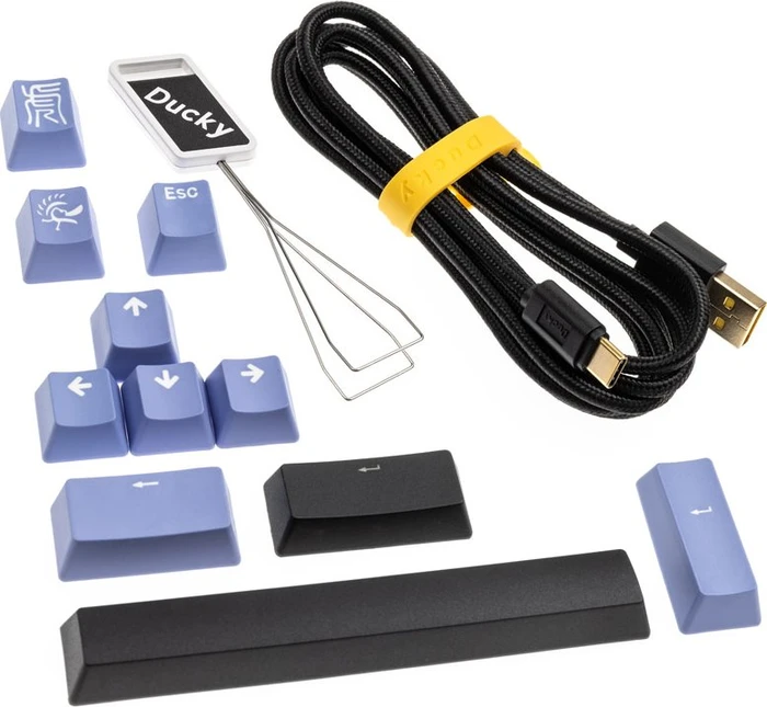 Ducky Shine 7 PBT, LEDs RGB, Blackout Edition, schwarz, MX SILENT RGB RED, USB, US