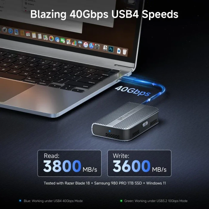 Cable Matters Foldable NVMe SSD Enclosure, M.2, USB4