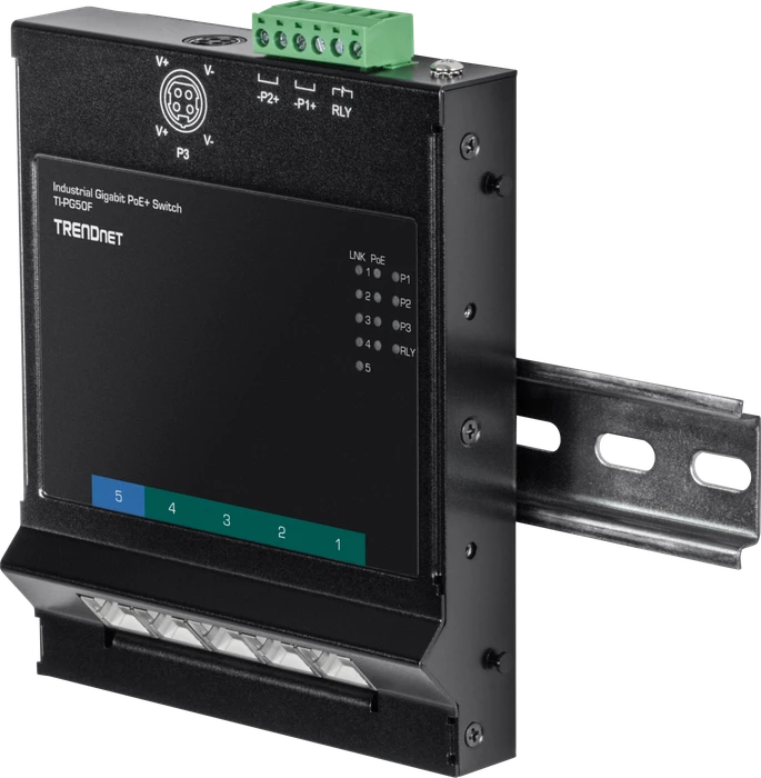 TRENDnet TI Hardened Industrial Wallmount Gigabit Switch, 5x RJ-45, 120W PoE+