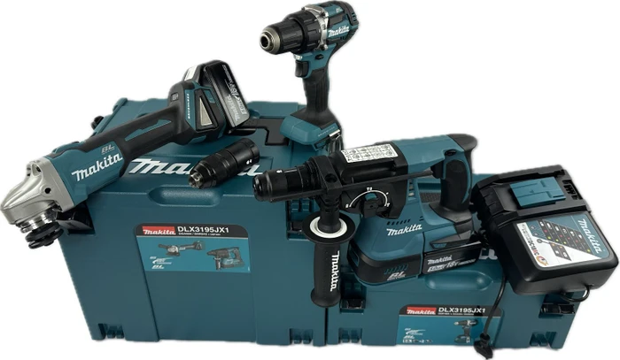Makita DLX3195JX1 Combo Kit Akku-Maschinenset inkl. MAKPAC + 2 Akkus 5.0Ah