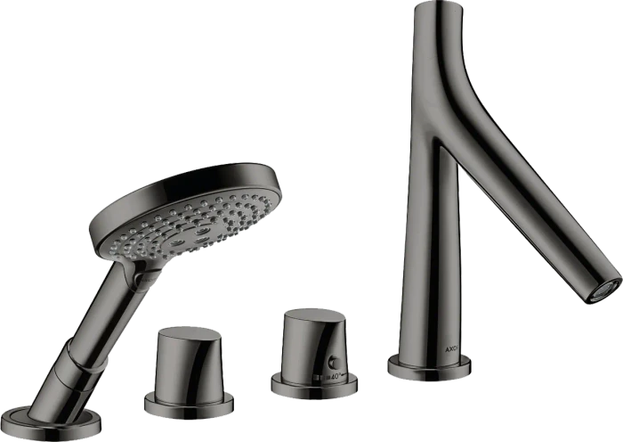 Hansgrohe Axor Starck Organic 4-Loch Fliesenrandarmatur mit Thermostat polished black chrome