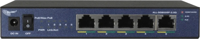 Allnet SG80 Desktop 2.5G Switch, 5x RJ-45, 50W PoE+