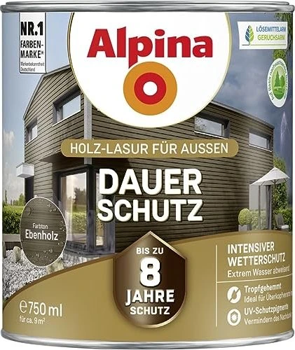 Alpina Farben Dauer-Schutz Holz-Lasur außen ebenholz, 750ml
