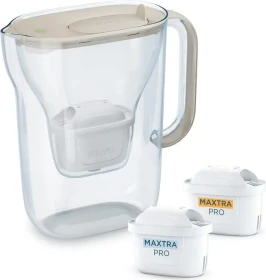 Brita Style Essential Tischwasserfilter inkl. 2 Kartuschen Pro/Kalkschutz sand