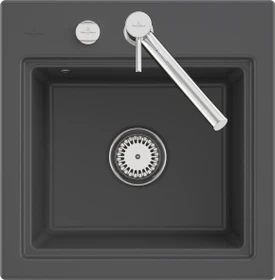 Villeroy & Boch Subway Style 50 S Einbau Becken mittig mit Ablauffernbedienung graphite